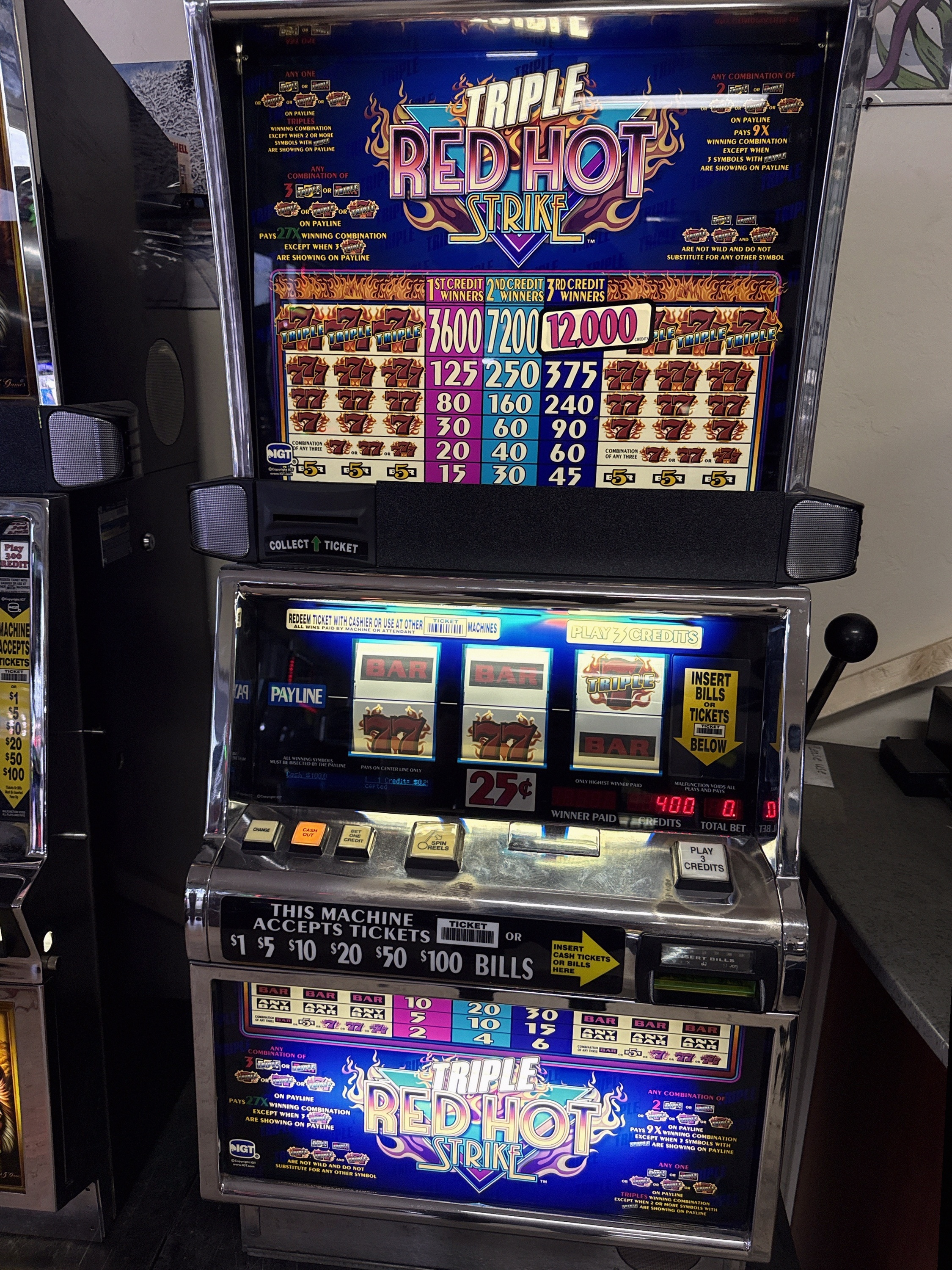 IGT S2000 Triple Red Hot Strike Upright Spinner